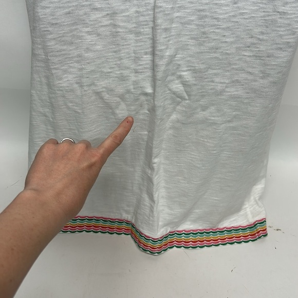 Trim Boden Sena Dress womens 10L white embroidered coastal boho colorful beach - Picture 8 of 11